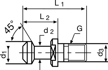 Tirettes de préhension CBN B 6339 BT40 avec perçage 45 degr. TECWERK
