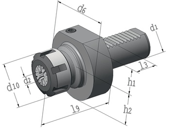 Gereedschapshouder ER E4 DIN 69880 span-d. 2-20 mm VDI40 uitkraaglengte 62 mm TW