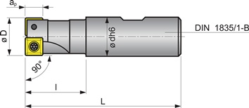 Schachtfrees nominale-d. 20 mm vernikkeld met interne koeling snedeaantal 2 SOMT