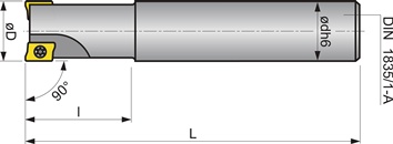 End mill nominal diameter 25 mm nickel-plated with inner cooling no. of cutters