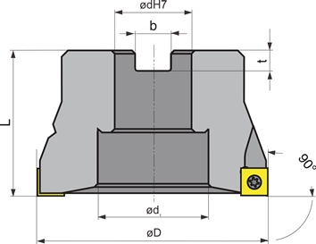Hoekfrees d. 50 mm vernikkeld met interne koeling snedeaantal 6 SOMT 09T304 TW