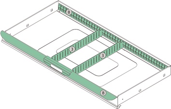 Indelingsmateriaal voor schuiflade 4-delig voor 2000 871 505 TECWERK