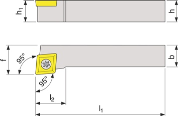 Klemdraaihouder SCLCR2525M12 rechts vernikkeld uitwendig draaien TECWERK