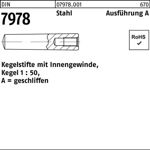 Kegelstifte mit Innengewinde Toleranz h10, ungehärtet, geschliffen | -CH