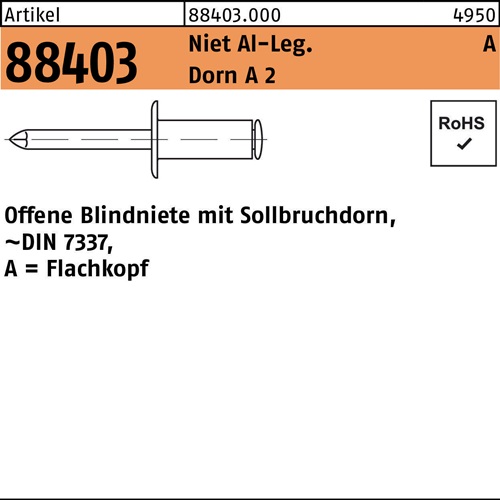 3.2 X 6.5 mm 500 Stück Alu / Edelstahl A2 Becherblindniete Flachkopf Dichtnieten Nieten 3.2 X 6.5 mm 500 Stück Alu / Edelstahl A2 Becherblindniete Flachkopf Dichtnieten Nieten