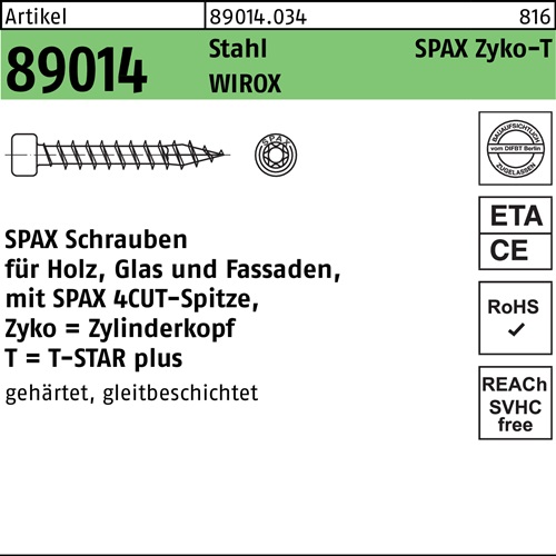 TX30 VPE= 85 St. Universalschrauben /"verzinkt/" 6x 100 mm