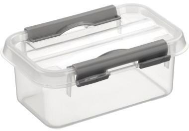 Sunware Q-Line Aufbewahrungsbox 22 Liter – Transparent/rot, Stapelbar Mit Abschließbaren Clips