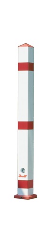 URBANUS Sperrpfosten Aluminium Rot-weiß Ø75mm – Kippbar & Abschließbar, Zum Aufdübeln