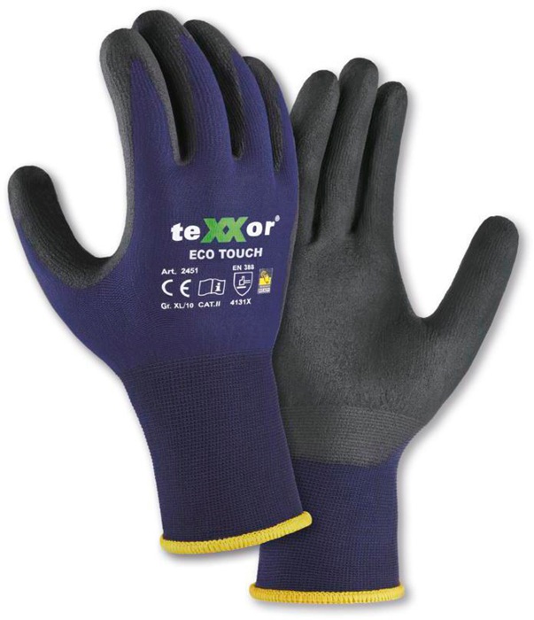 Handschuhe eco touch Gre 10 dunkelblau/schwarz EN 388 PSA-Kategorie II  TEXXOR