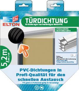 Koch-Werkzeuge: Türanschlagdichtung K2154 DIY Länge 5,2 m zum Einstecken  W-PVC blank grau ELLEN