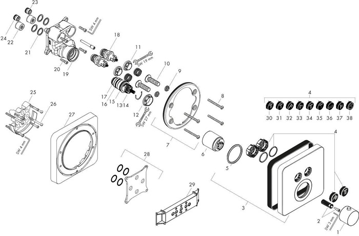 Thermostat SHOWERSELECT SOFT AXOR UP f 2 Verbraucher polished 
