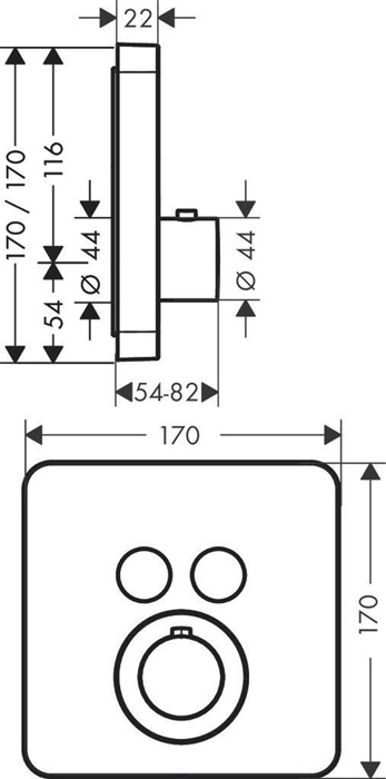 Thermostat SHOWERSELECT SOFT AXOR UP f 2 Verbraucher polished 