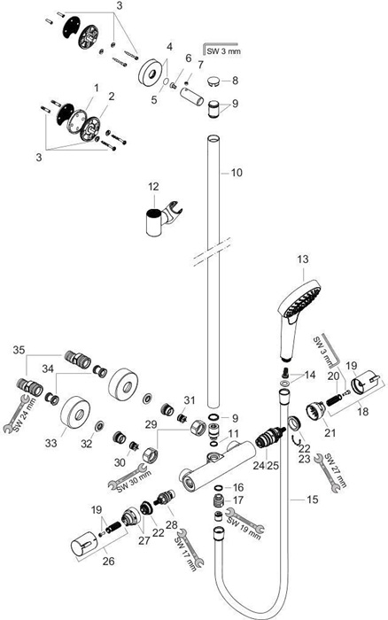 HG Semipipe CROMA SELECT S MULTI DN 15 weiß/chrom HANSGROHE 