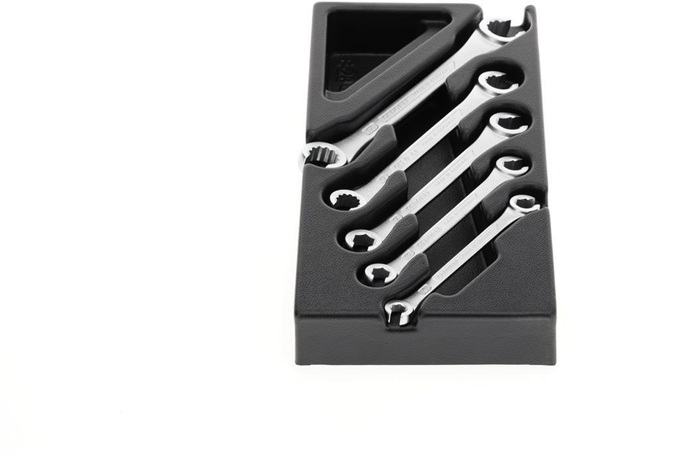 Doppelmaulschlüssel No. 6 4x4,5 mm mit flachen Köpfen, Blendfreie, mattierte Oberfläche, Hochwertige Industriequalität für harte Dauerbeanspruchung
