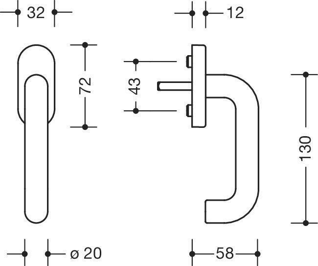 HEWI Fenstergriff 111.20 - grau - U-Form - -Fensterbeschlagservice HEWI Fenstergriff 111.20 - grau - U-Form - -Fensterbeschlagservice
