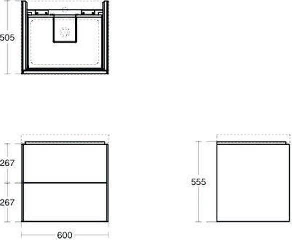 IDS Waschtischunterschrank CONCA 2 Auszüge 600mm weiß matt IDEAL 