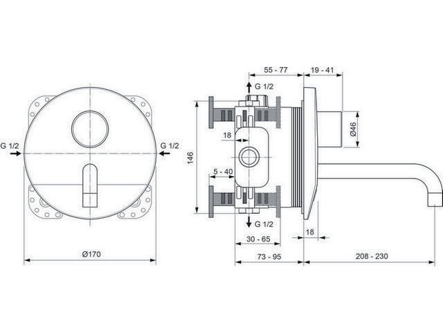Wand-Waschtischarmatur CERAPLUS 230mm Auslauf, netzbetrieben chrom  