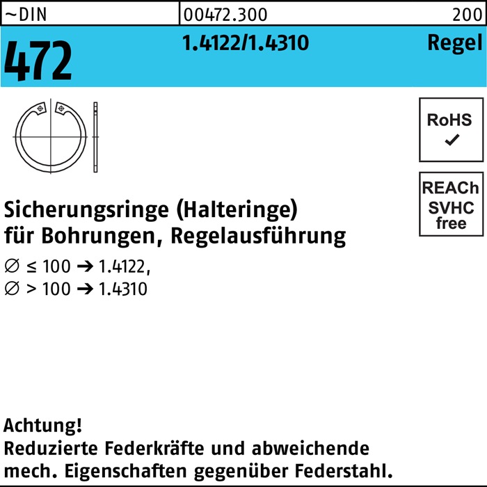 Sicherungsring DIN 472 26 x 1,2 Federstahl Regelausf.