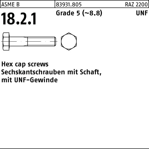 Sechskantschrauben verzinkt UNC 5//8 x 1 Stahl 8.8