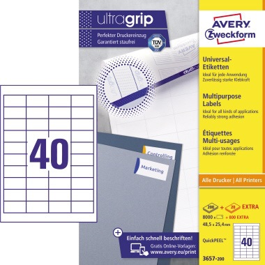 Papier weiß 240 Avery Zweckform Universaletikett 96 x 63,5 mm B x H