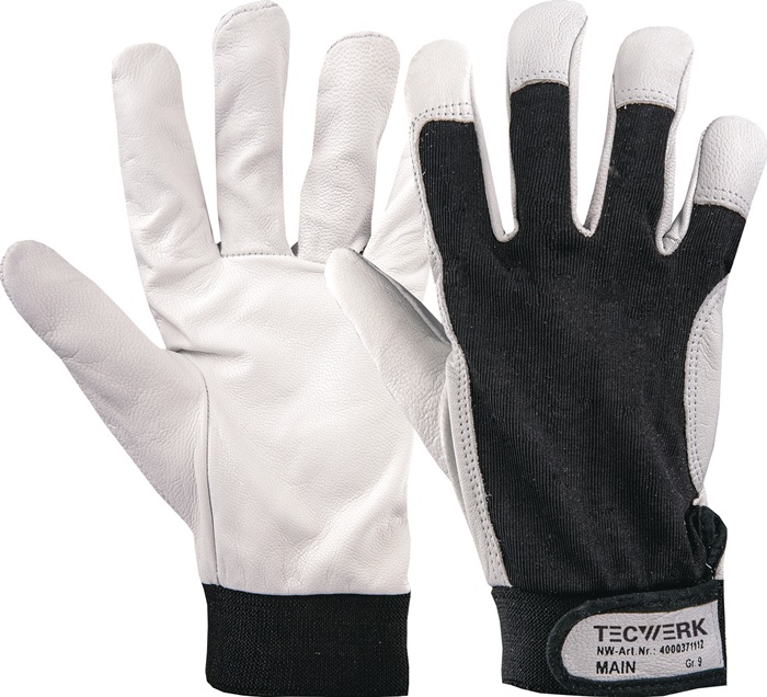 Handschuhe Main Gre 11 schwarz/naturfarben EN 388 PSA-Kategorie II TECWERK