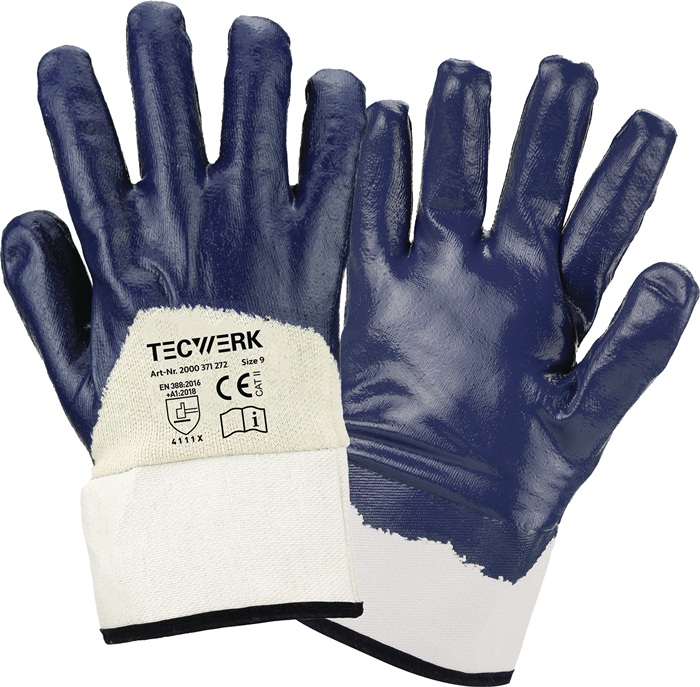 Handschuhe Neckar Gre 9 blau Nitrilteilbeschichtung EN 388 PSA-Kategorie  II TECWERK