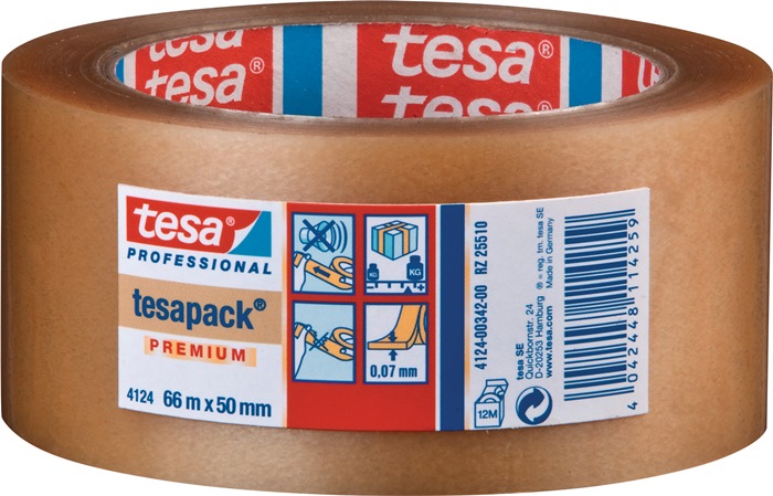 Tesa Pack 4124 Premium PVC – Lot de 6 – Ruban adhésif en PVC pour