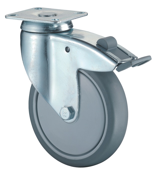 Industrie-Lenkrolle Mit Totalfeststeller – Kunststoff, 161 Mm Höhe, Kugellager, 80 Kg Tragkraft, 2 Zoll Radbreite – Für Transportgeräte Und Maschinen