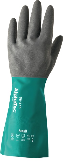 Größe 7 Meergrün Ansell AlphaTec 58-435 Nitril Handschuhe 12 Paar pro Beutel Chemikalien- und Flüssigkeitsschutz 