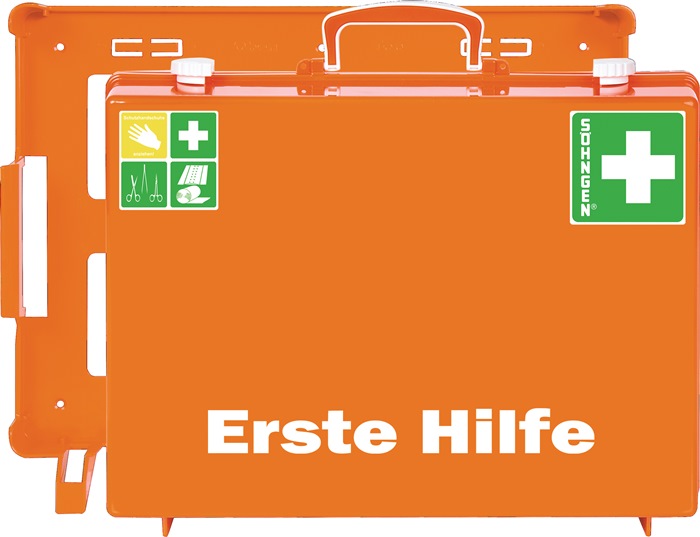 Erste-Hilfe-Koffer •SAN • orange • leer • mit Wandhalterung • Maße 310 x  130 x 210 cm, online kaufen
