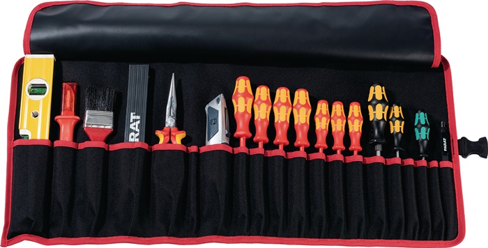 Trousse à outils enroulable 20 compartiments l.740xH330 mm nylon noir/rouge  PARAT