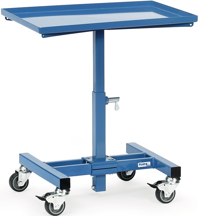 Work stand platforms length 605 x width 405 mm adjustable height 524-774 mm  brill. blue, RAL 5007 mobile FETRA Max Schoen GmbH