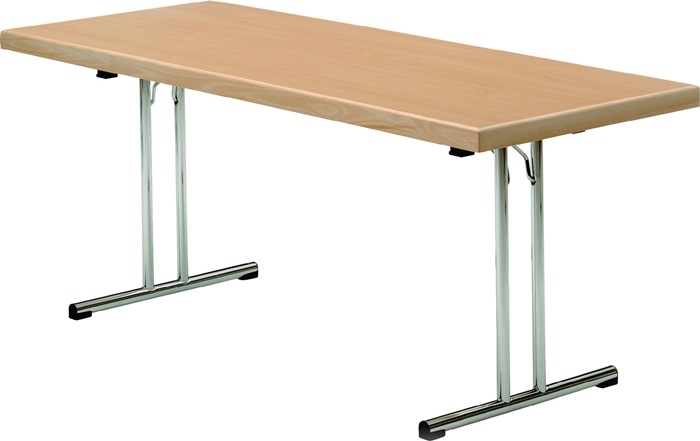 Klapptisch B1400xT700xH725mm Ahorndekor 20 mm Kufen, gerade Gestell