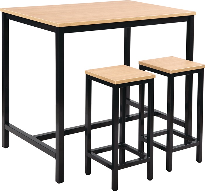 Bistro-Stehtisch Vierkantstahl, weißaluminium lackiert Buche Tischplatte Ø 1800 x 800 mm Höhe 110 mm BMV