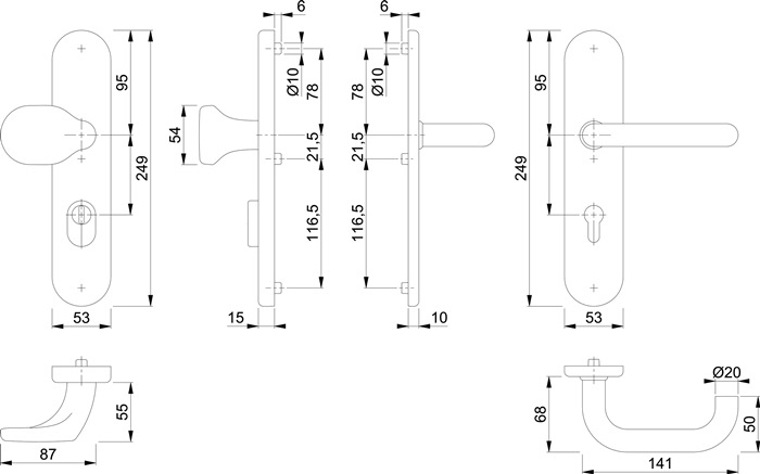Schutzgarnitur Paris E138Z//3332ZA//3310 VA F69 72mm 42-47mm HOPPE