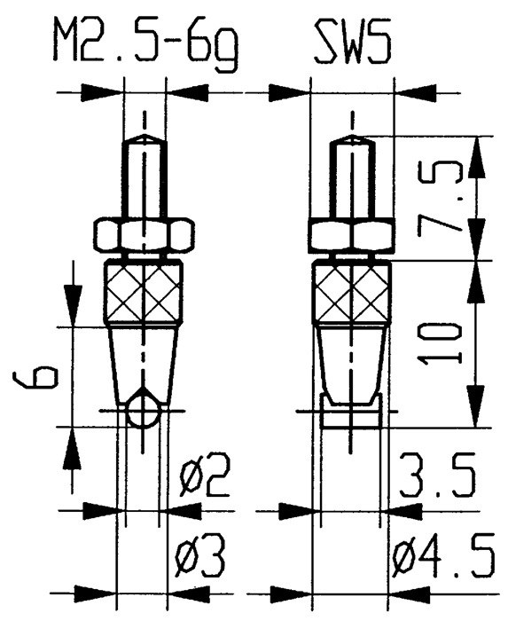 Messuhren Einsätze 8mm Durchmesser - M2.5 Gewinde Für Messgeräte