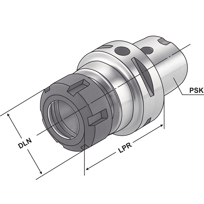 Spannzangenfutter Typ ER ISO 26623 Spann-Ø 3-26 mm C6 PSK63